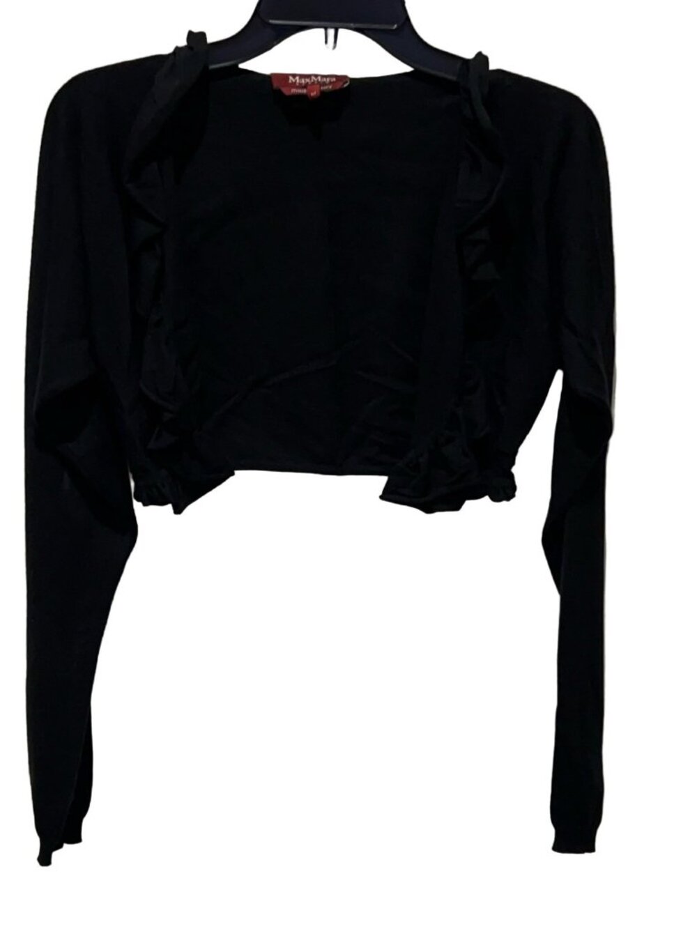 MaxMara Studio Womens Ruffled Sweater Top Black Size M Made in Italy